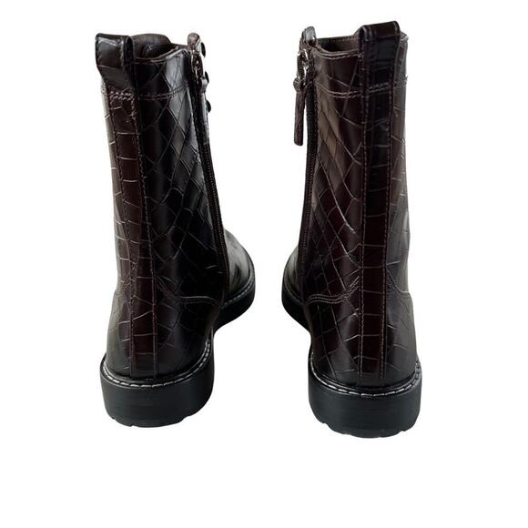 NEW J. Crew Lace-Up Boots in Croc-embossed Leather Sz 6 - Picture 3 of 8